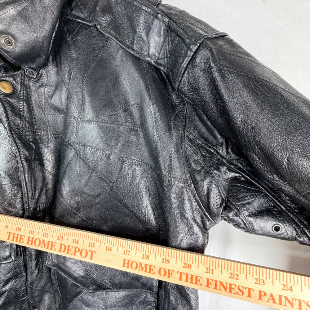 90's Leather Works Patchwork Bomber Jacket Size M… - image 5